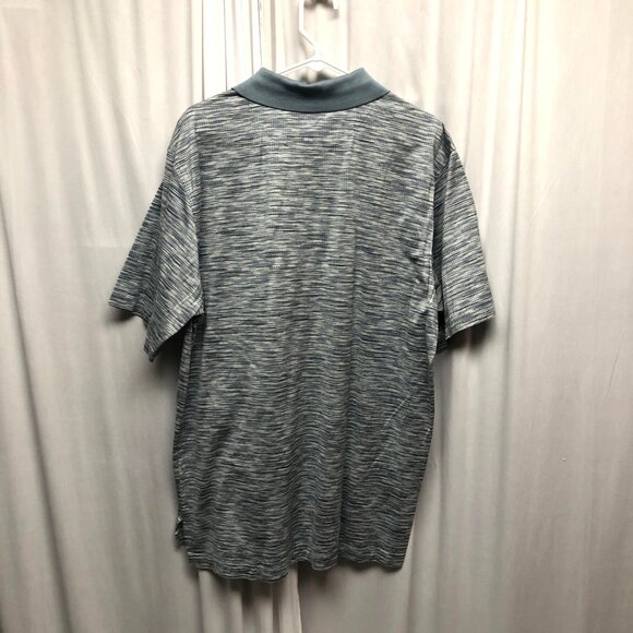 Flash Blue Striped Polo Shirt Mens Size Large Cotton Short Sleeve Golf Office - Picture 2 of 6